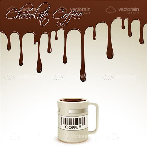 Coffee Mug with Barcode and Chocolate Dripping
